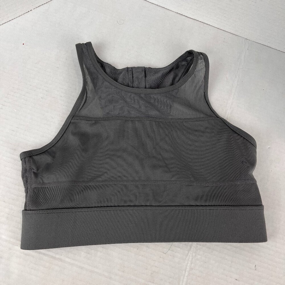 Women's Grey Zyia Sports bra, back zip, no pads, Size S-M